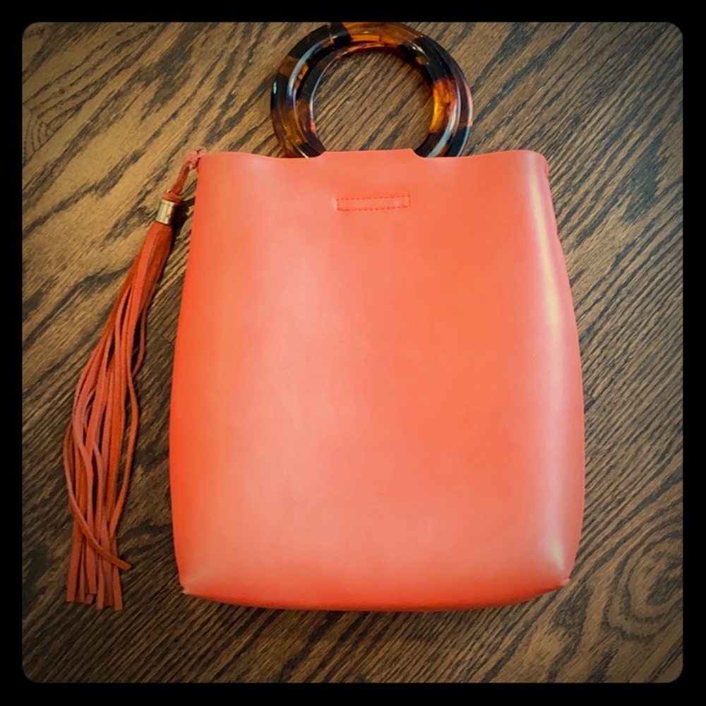 Anthropologie Lucite-Handled Orange Tote